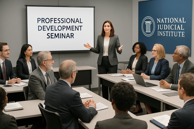 Members of the National Judicial Institute engaging in a professional development seminar.