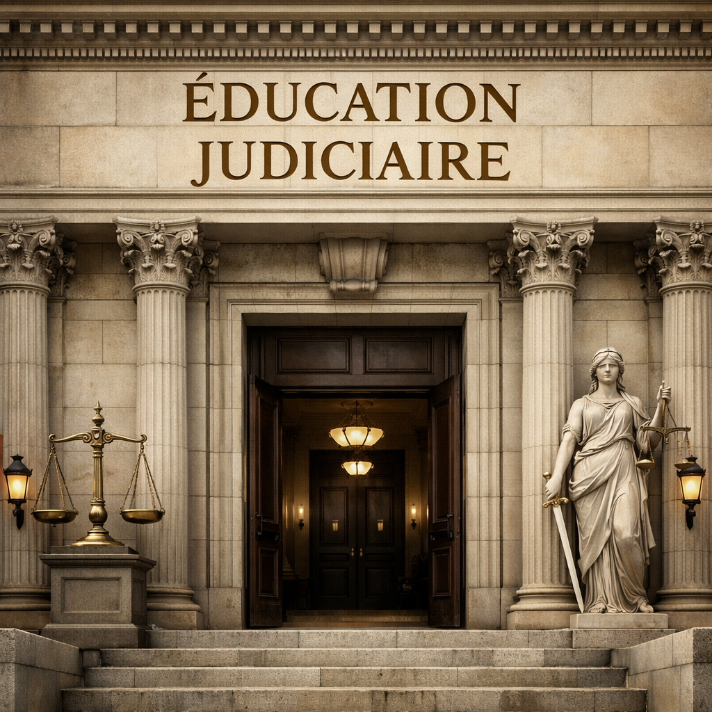 same image with text translated to french Judicial Education